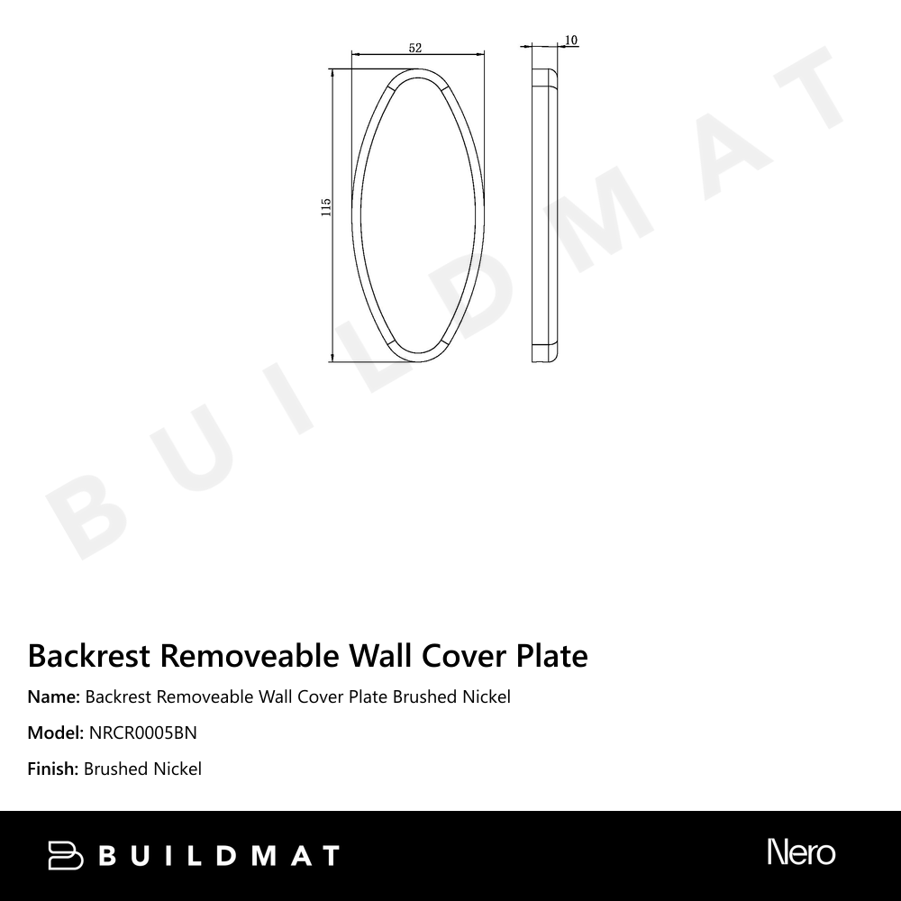 Backrest Removeable Wall Cover Plate Brushed Nickel