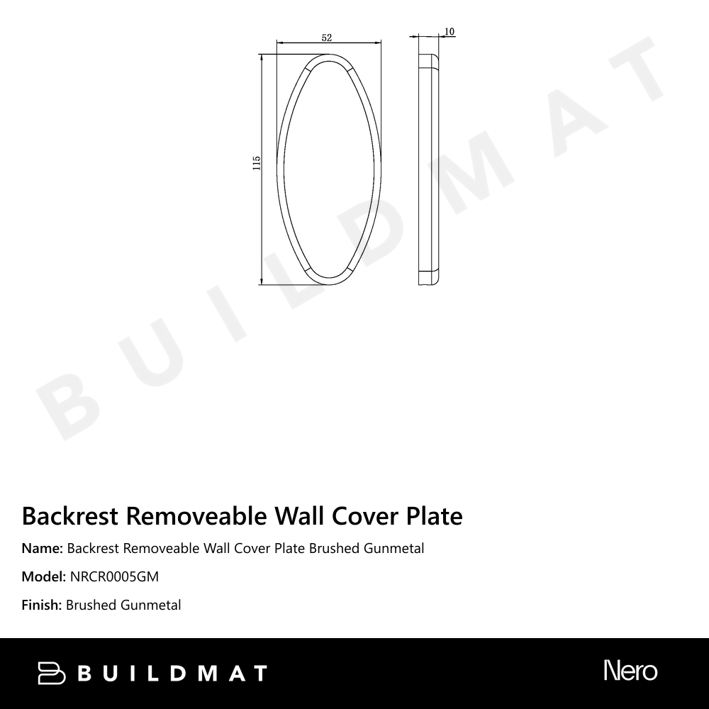 Backrest Removeable Wall Cover Plate Gun Metal