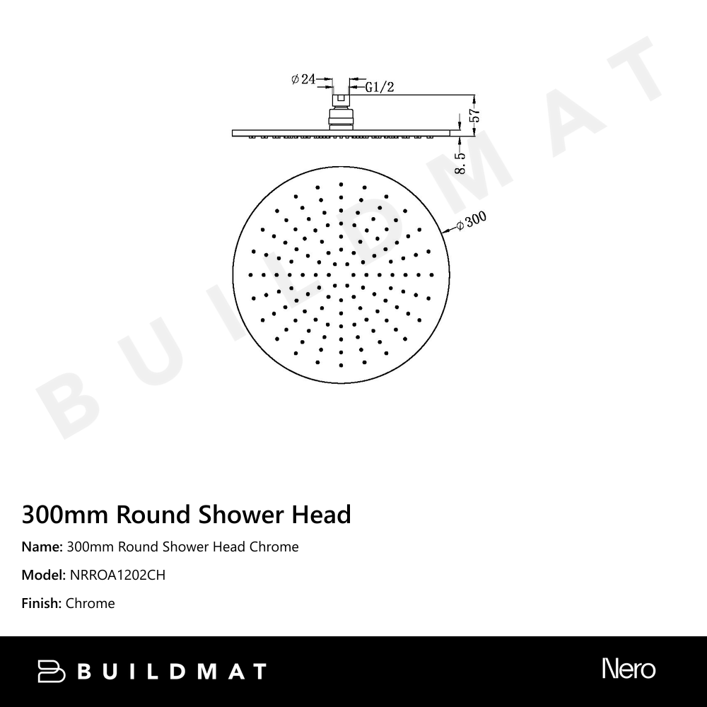 300mm Round Shower Head Chrome