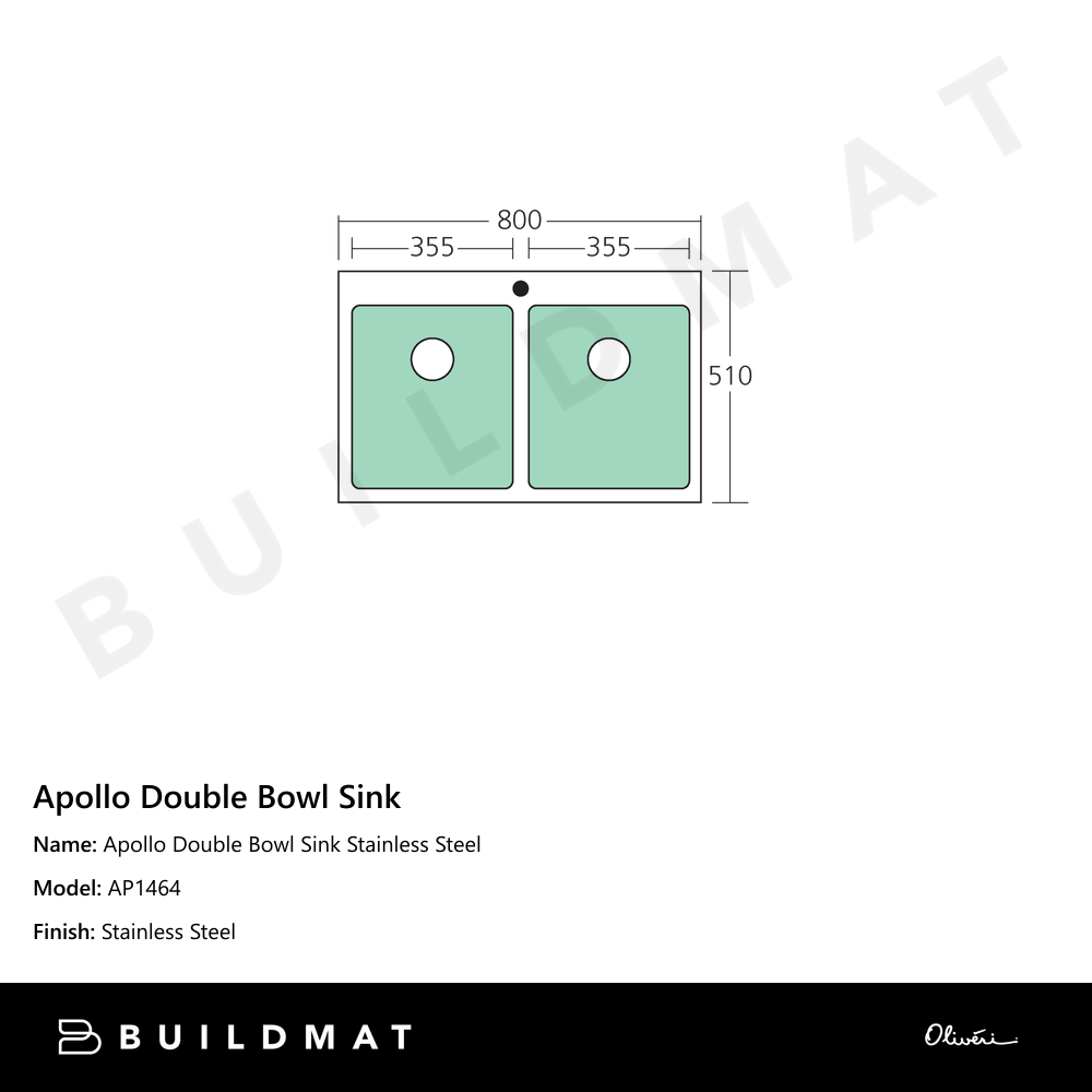 Apollo Double Bowl Sink Stainless Steel