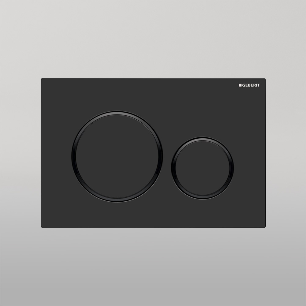 Concealed Cistern Flush Plate With Round Buttons Matte Black