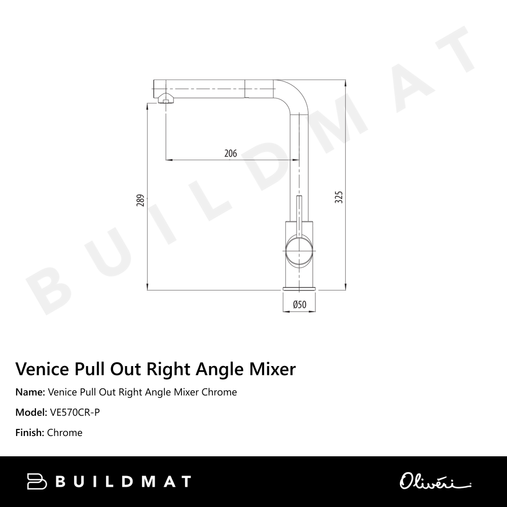 Venice Pull Out Right Angle Mixer Chrome