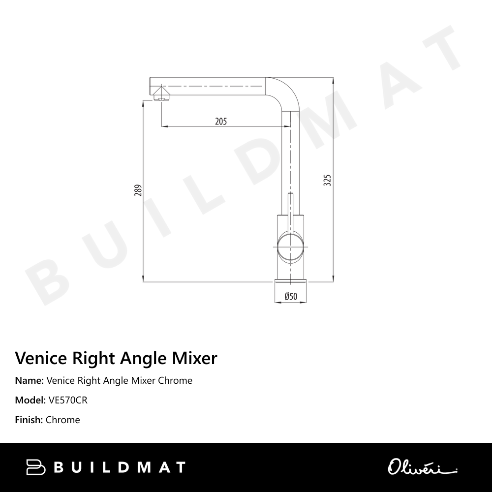 Venice Right Angle Mixer Chrome