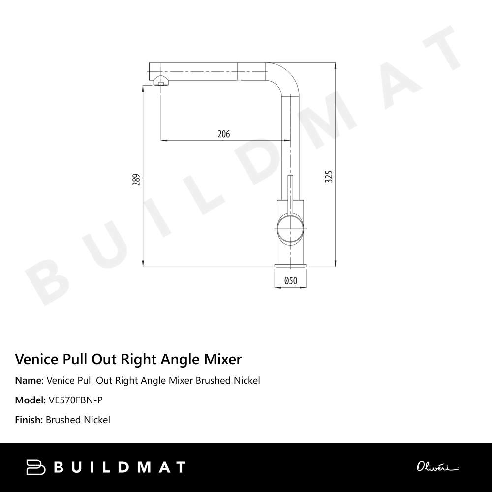 Venice Pull Out Right Angle Mixer Brushed Nickel