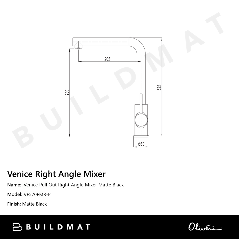 Venice Pull Out Right Angle Mixer Matte Black