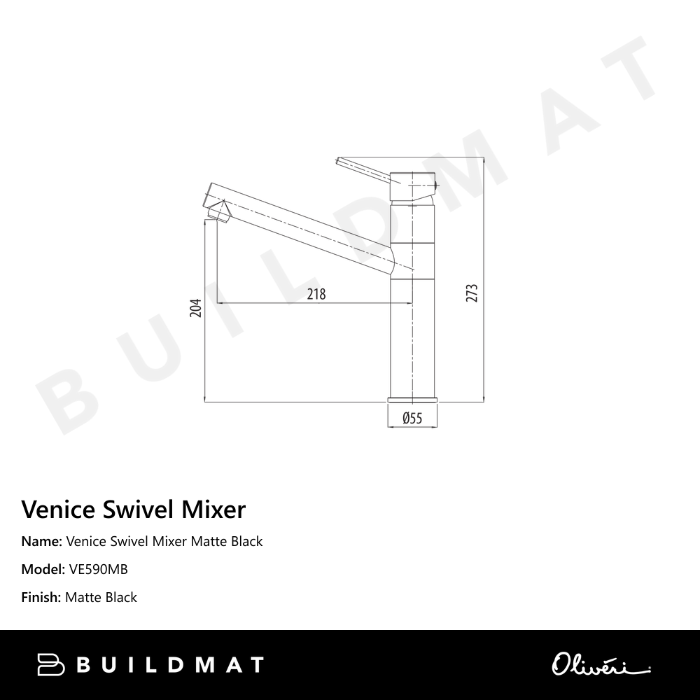 Venice Swivel Mixer Matte Black