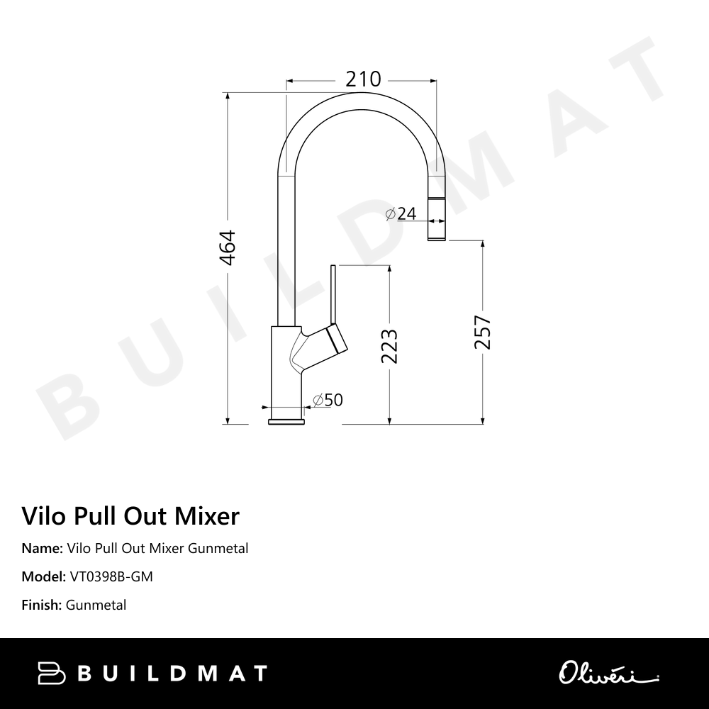 Vilo Pull Out Mixer Gunmetal