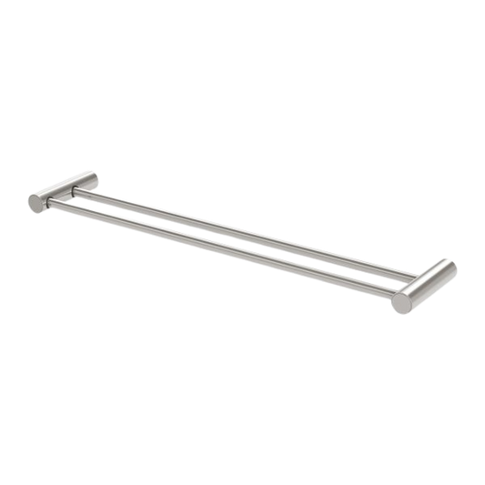 Vivid Slimline Double Towel Rail 600mm Brushed Nickel