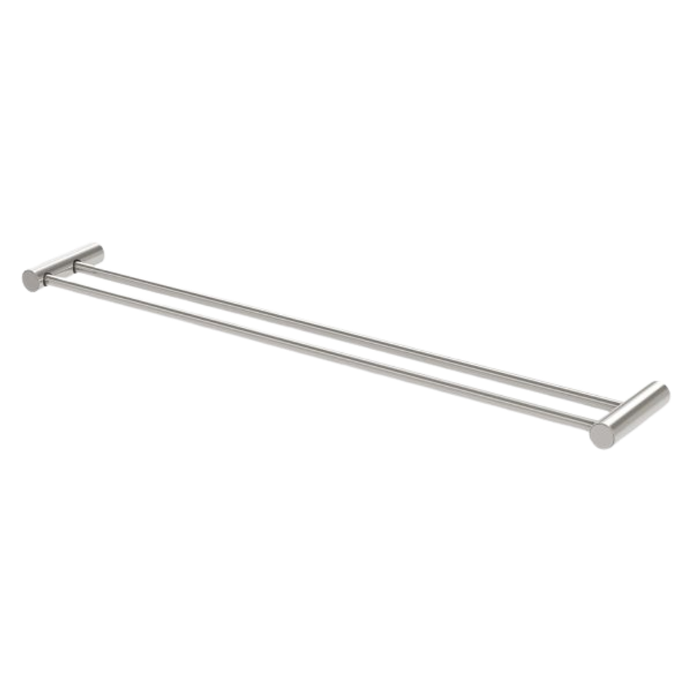 Vivid Slimline Double Towel Rail 800mm Brushed Nickel