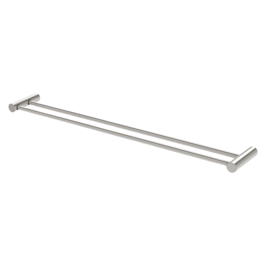 Vivid Slimline Double Towel Rail 800mm Brushed Nickel