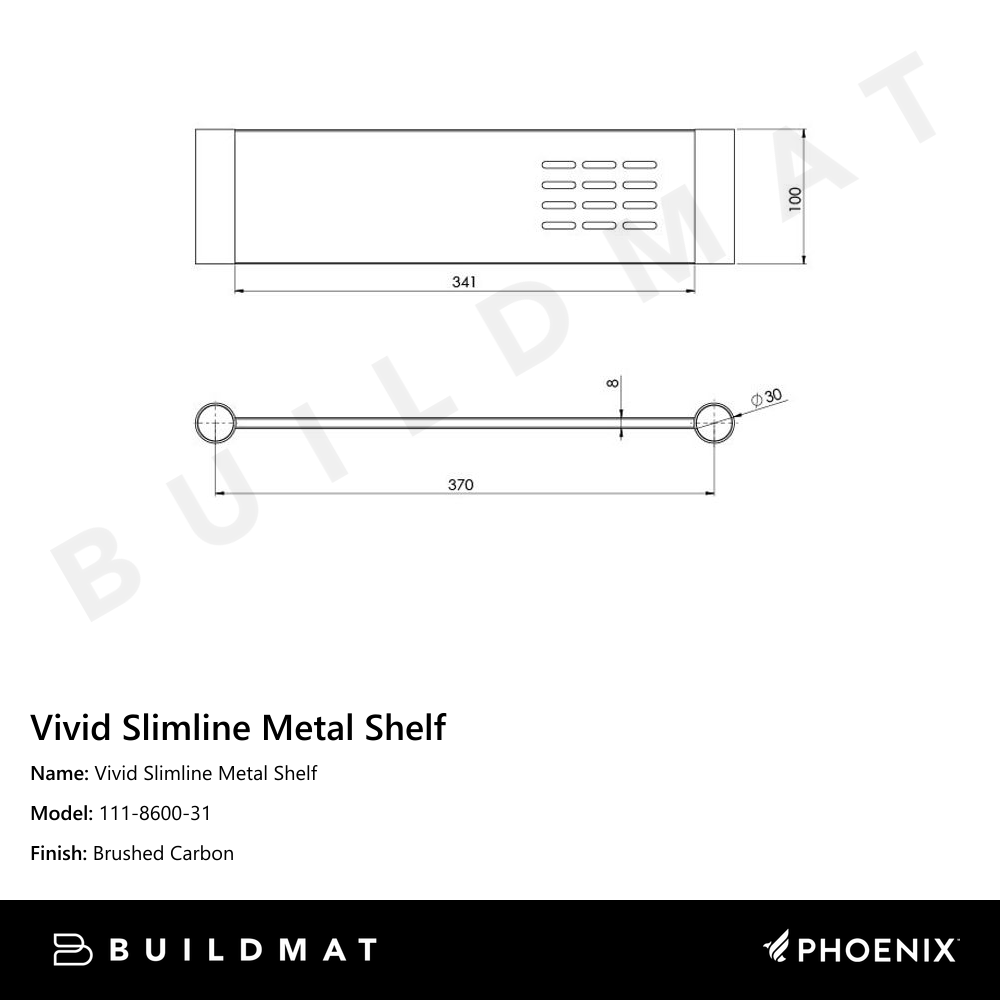 Vivid Slimline Metal Shelf Brushed Carbon