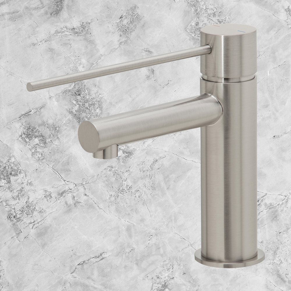 Vivid Slimline Basin Mixer with Extended Lever  Brushed Nickel