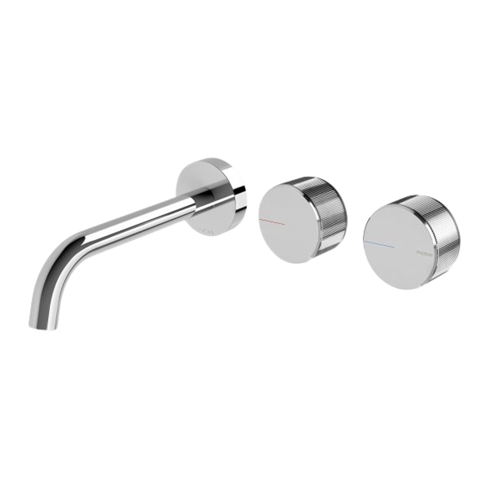 Axia Wall Basin / Bath Curved Outlet Hostess Set 180mm  Chrome