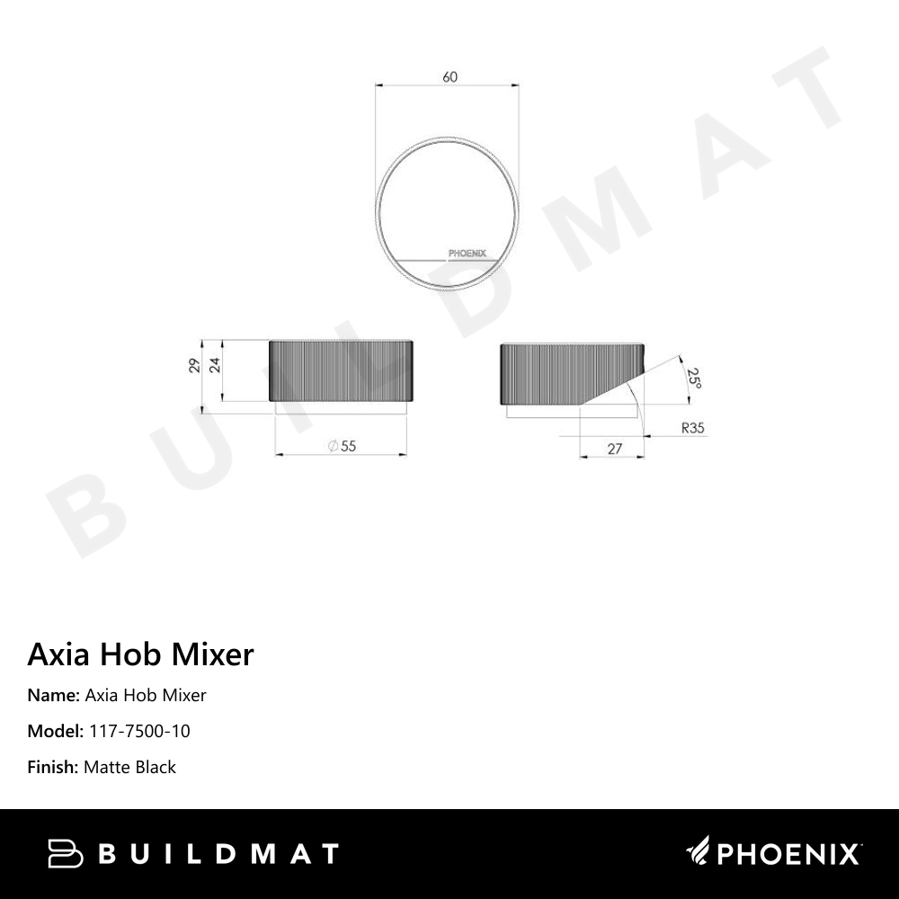 Axia Hob Mixer  Matte Black