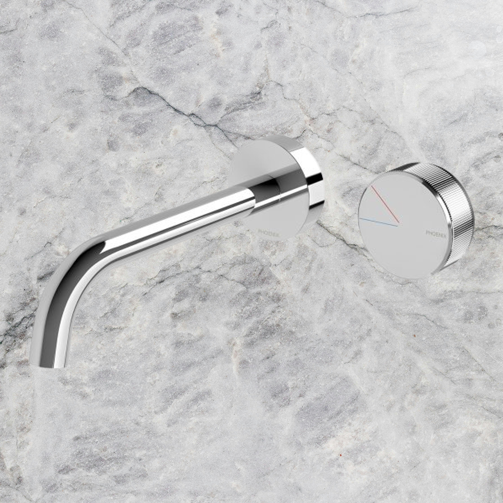 Axia Wall Basin/Bath Curved Outlet Mixer Set 180mm  Chrome