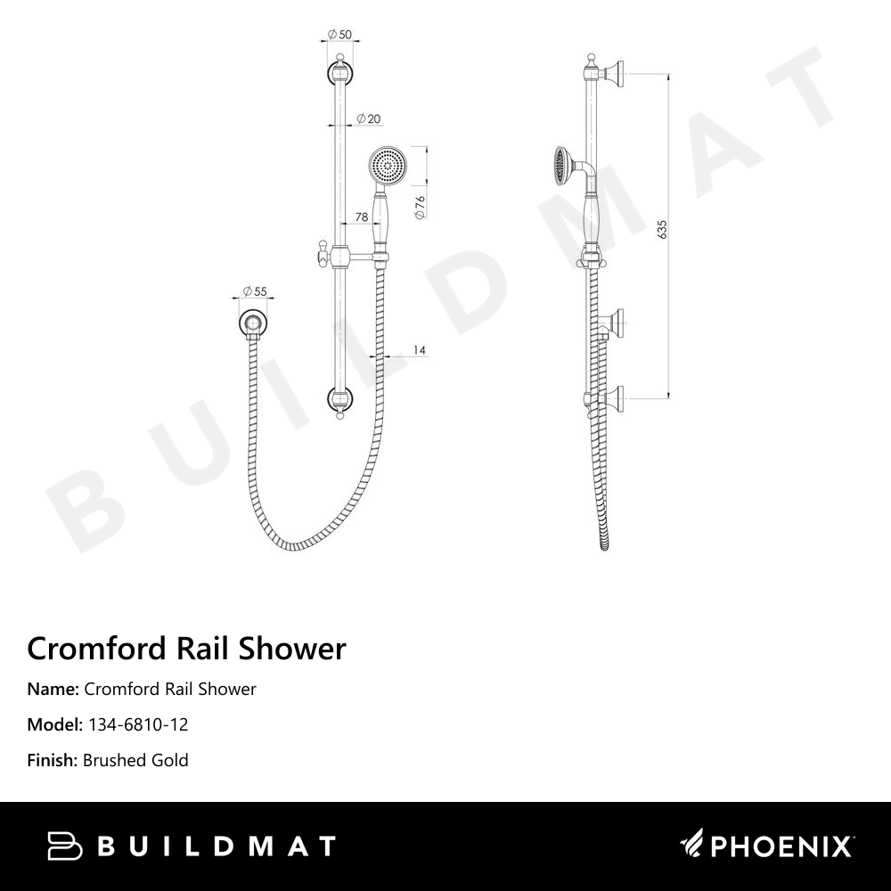 Cromford Rail Shower Brushed Gold