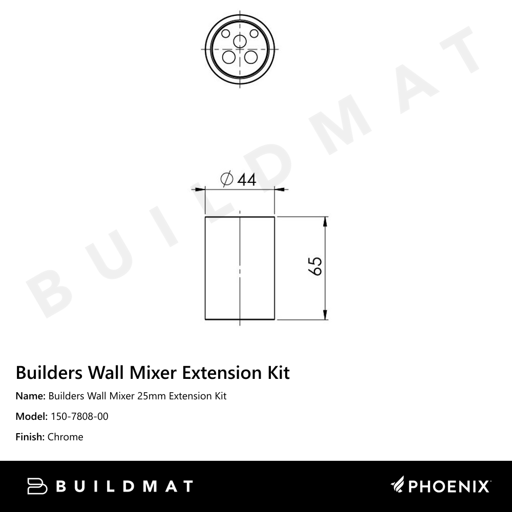 Builders Wall Mixer 25mm Extension Kit  Chrome