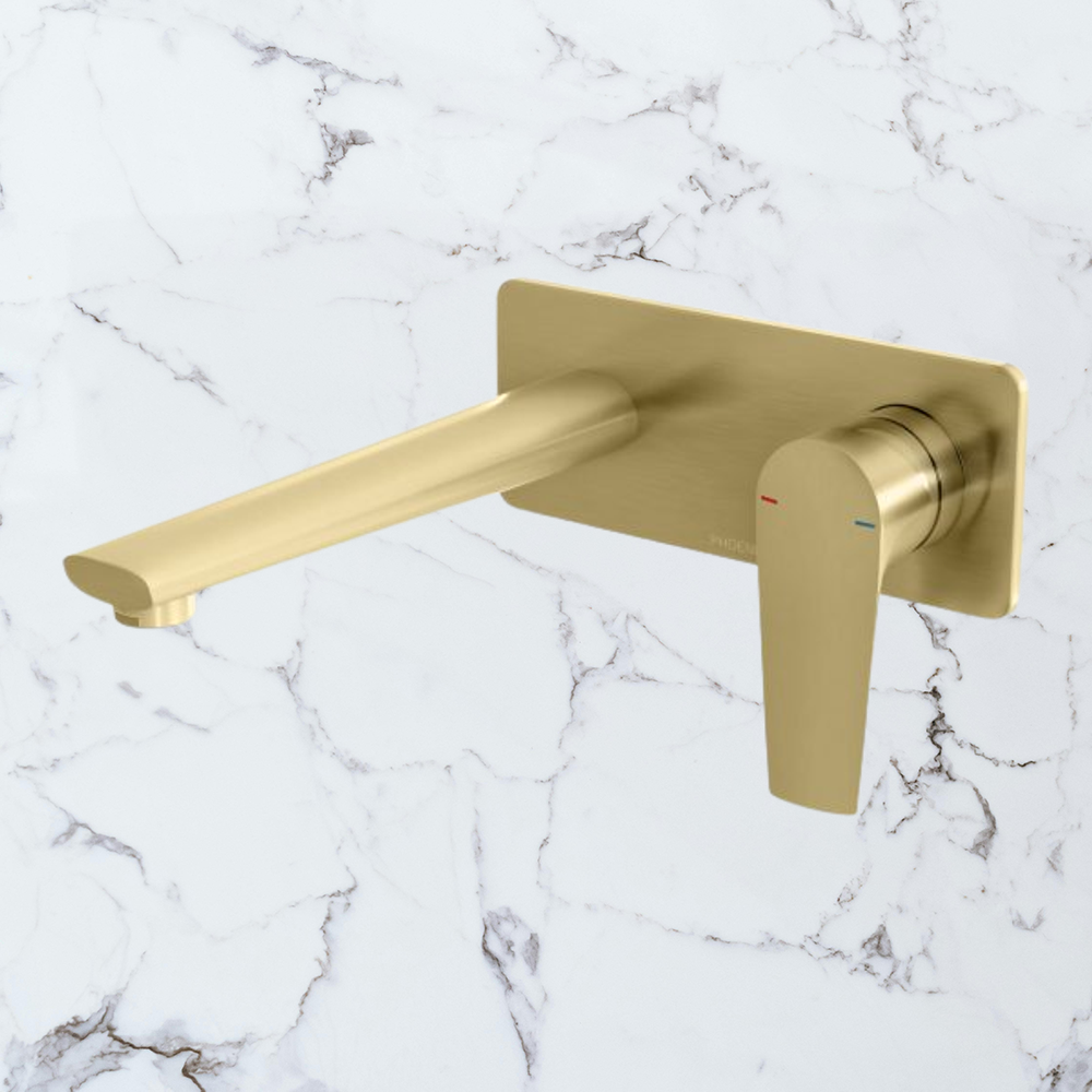 Arlo Wall Basin / Bath Mixer Set 200mm Trim Kit Only Brushed Gold