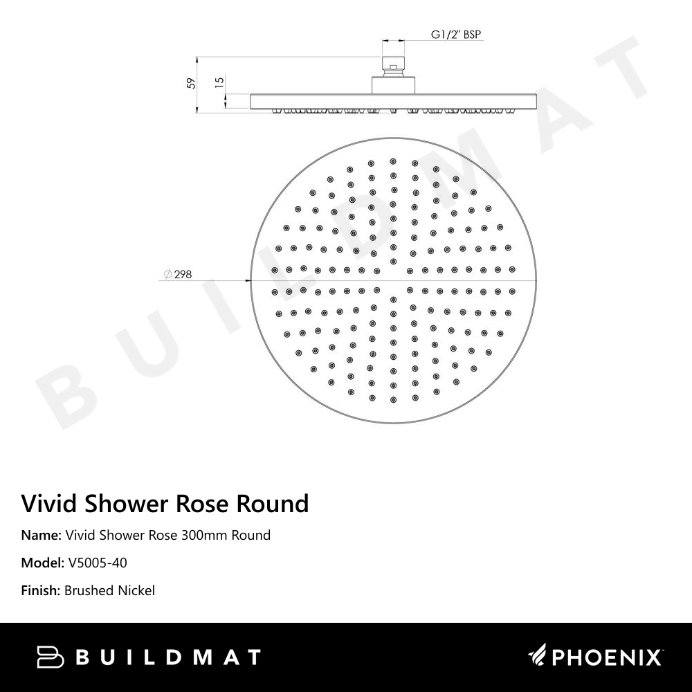 Vivid Shower Rose 300mm Round Brushed Nickel