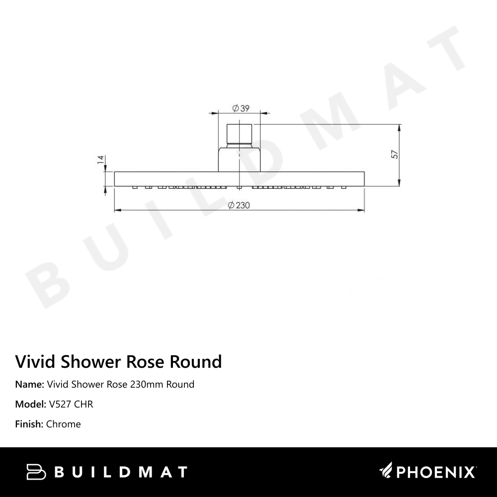 Vivid Shower Rose 230mm Round Chrome