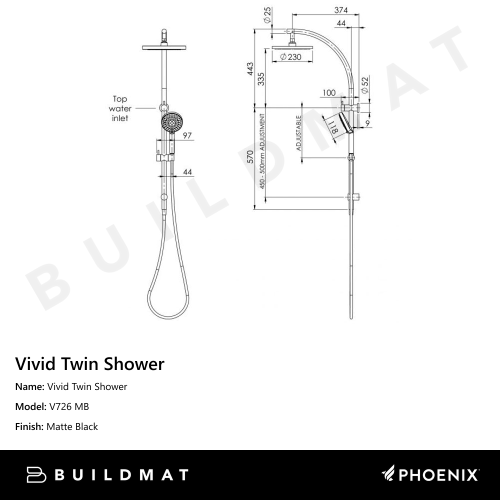 Vivid Twin Shower Matte Black