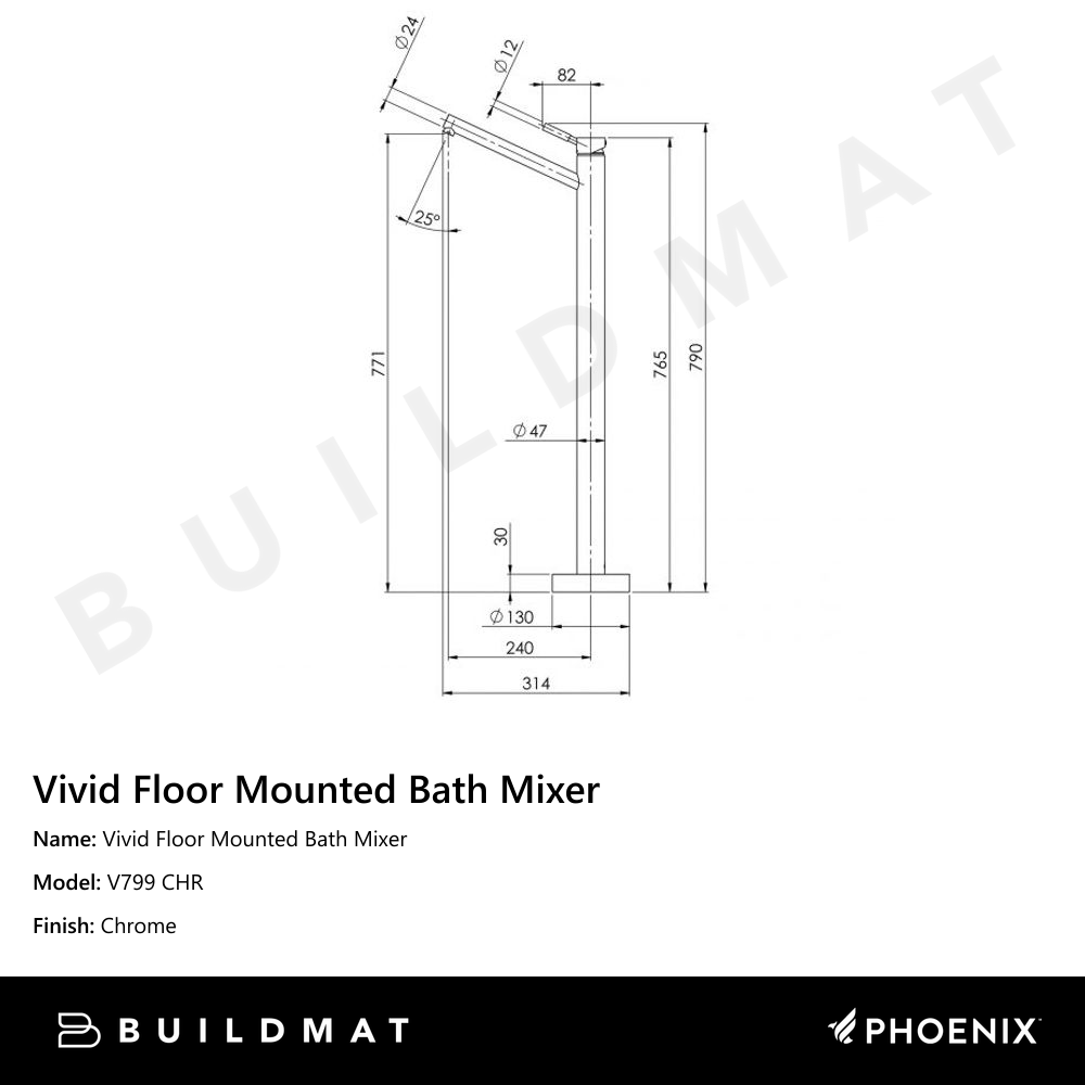 Vivid Floor Mounted Bath Mixer Chrome