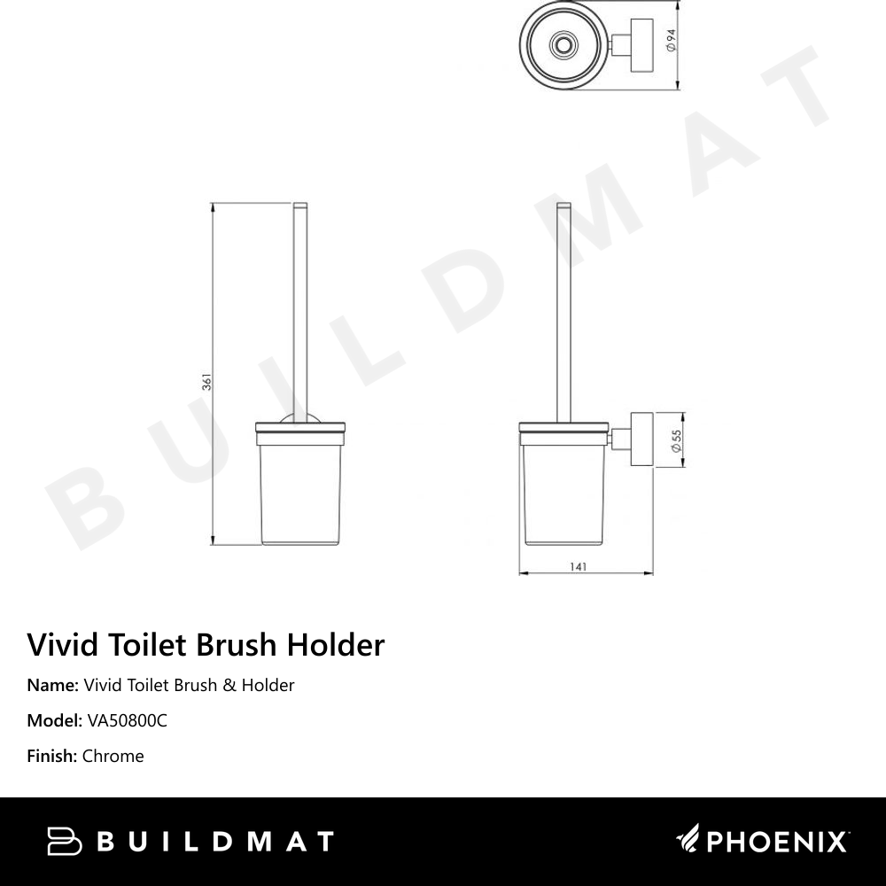 Vivid Toilet Brush & Holder Chrome