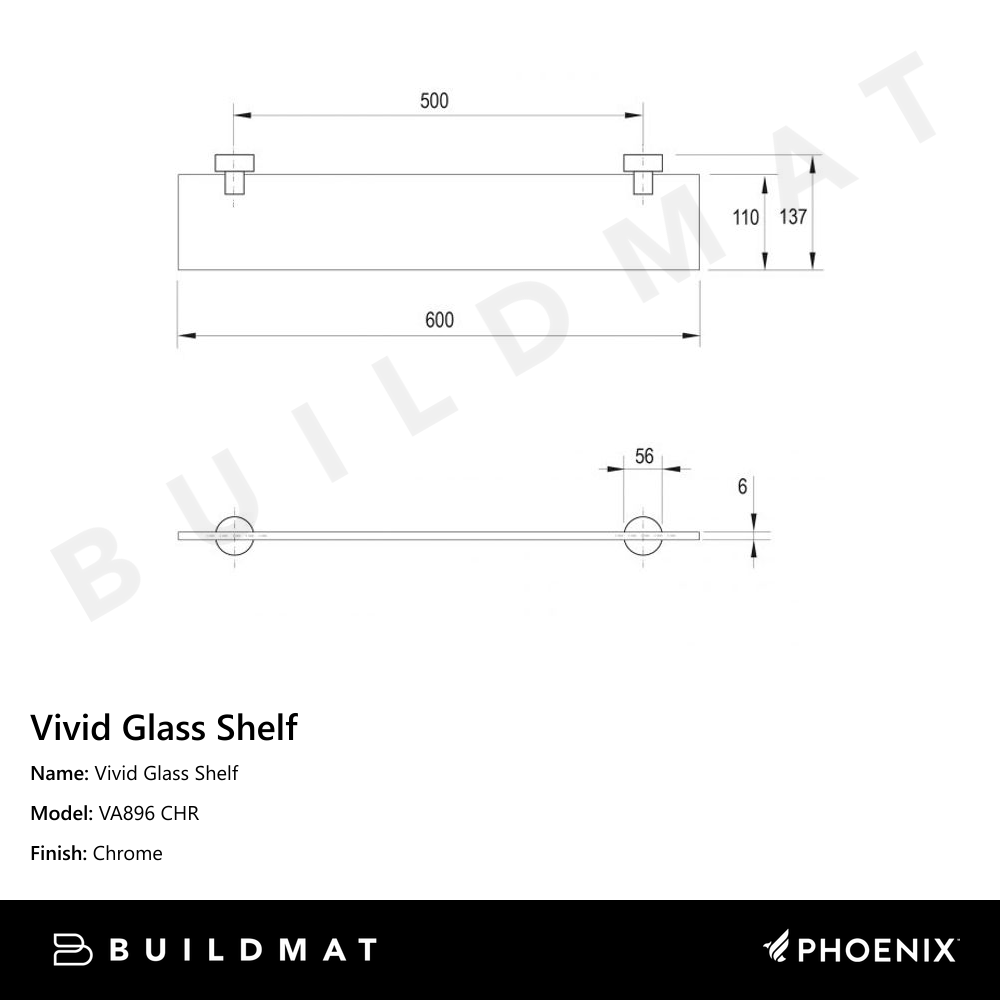 Vivid Glass Shelf Chrome