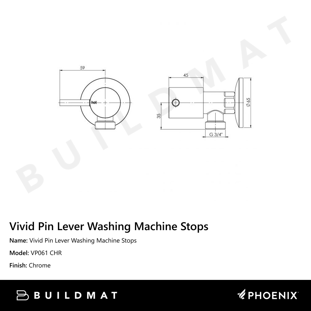 Vivid Pin Lever Washing Machine Stops Chrome