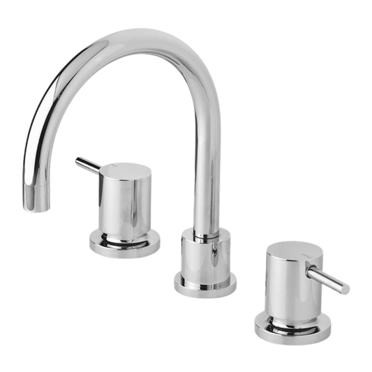 Vivid Pin Lever Basin Set Swivel Gooseneck Outlet Chrome