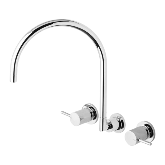 Vivid Pin Lever Wall Sink Set 200mm Gooseneck Chrome