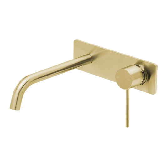 Vivid Slimline SwitchMix Wall Basin / Bath Mixer Set 230mm Fit-Off Kit Brushed Gold