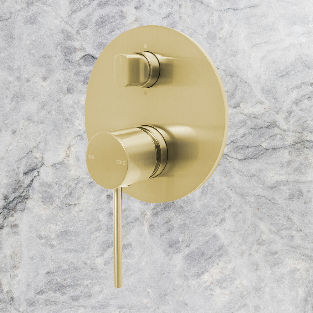 Vivid Slimline SwitchMix Shower / Bath Diverter Mixer Fit-Off Kit  Brushed Gold