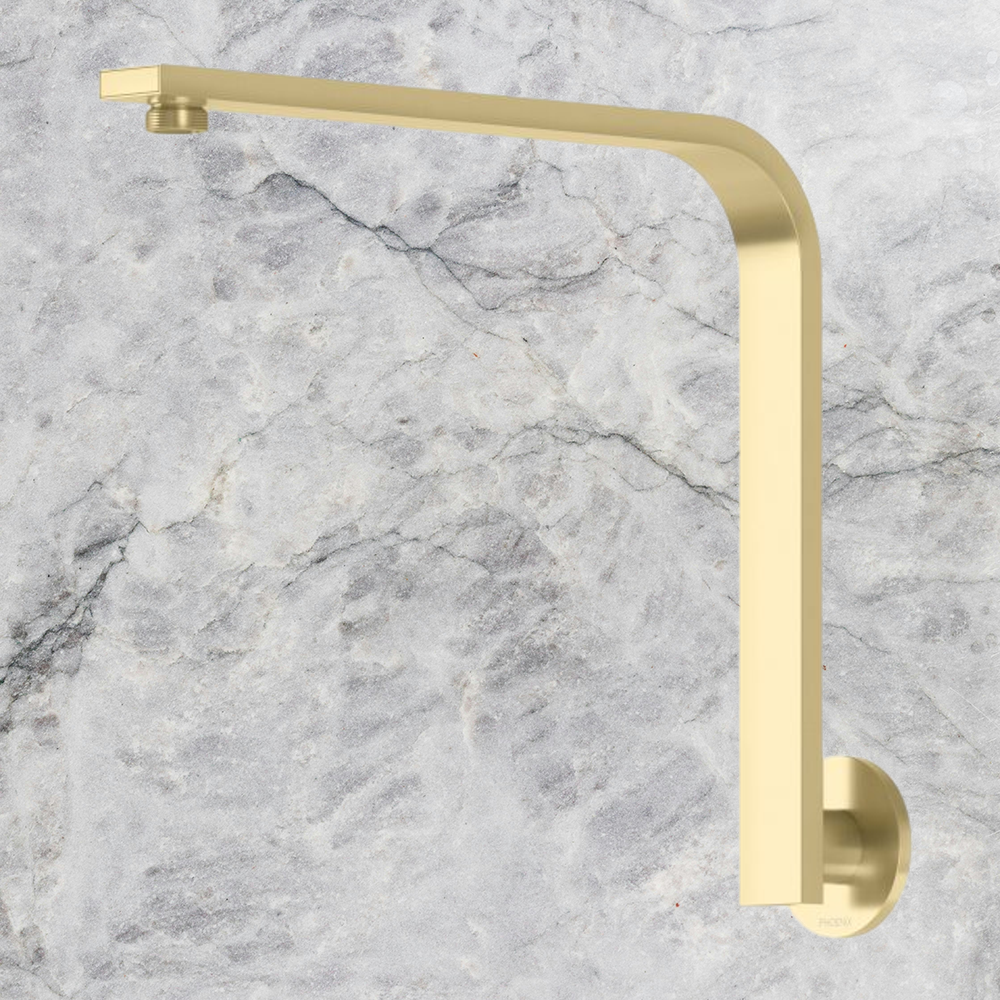 Vivid Slimline High-Rise Shower Arm Round Plate Brushed Gold