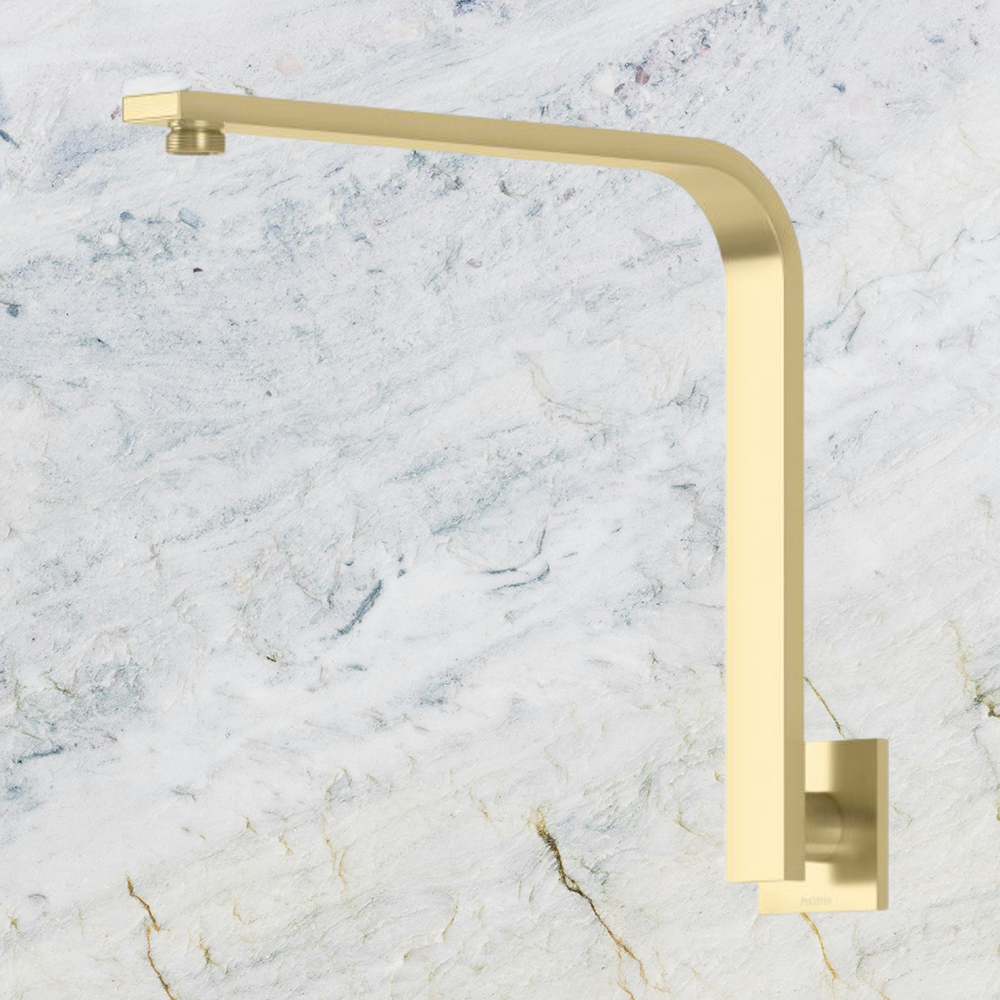 Vivid Slimline High-Rise Shower Arm Square Plate Brushed Gold