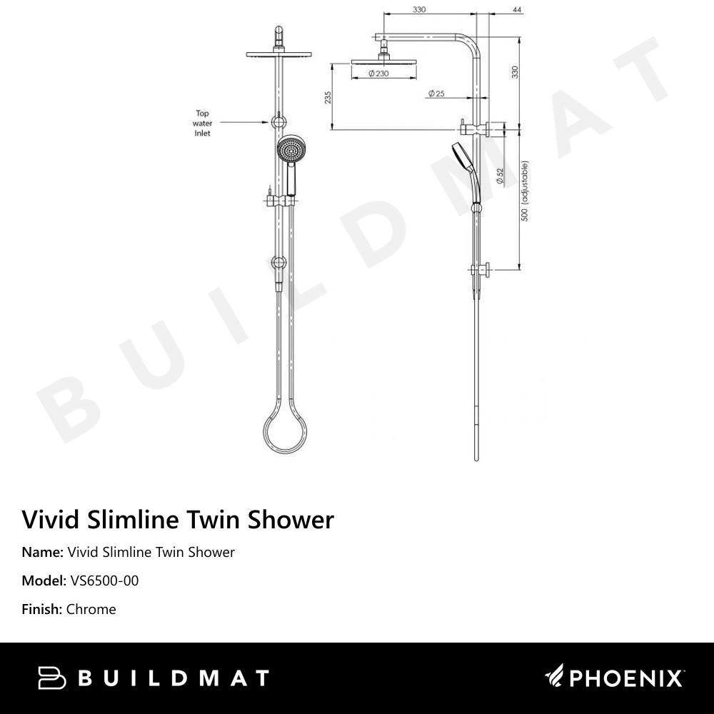 Vivid Slimline Twin Shower Chrome