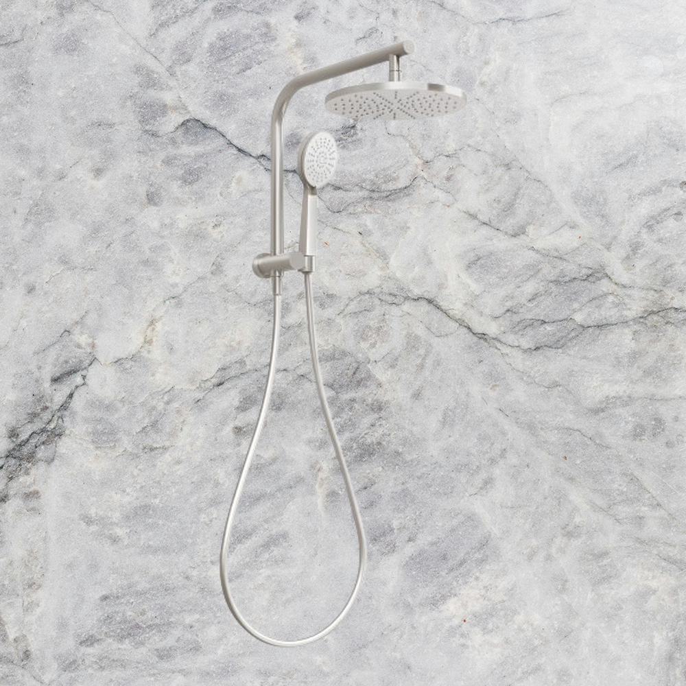 Vivid Slimline Compact Twin Shower Brushed Nickel