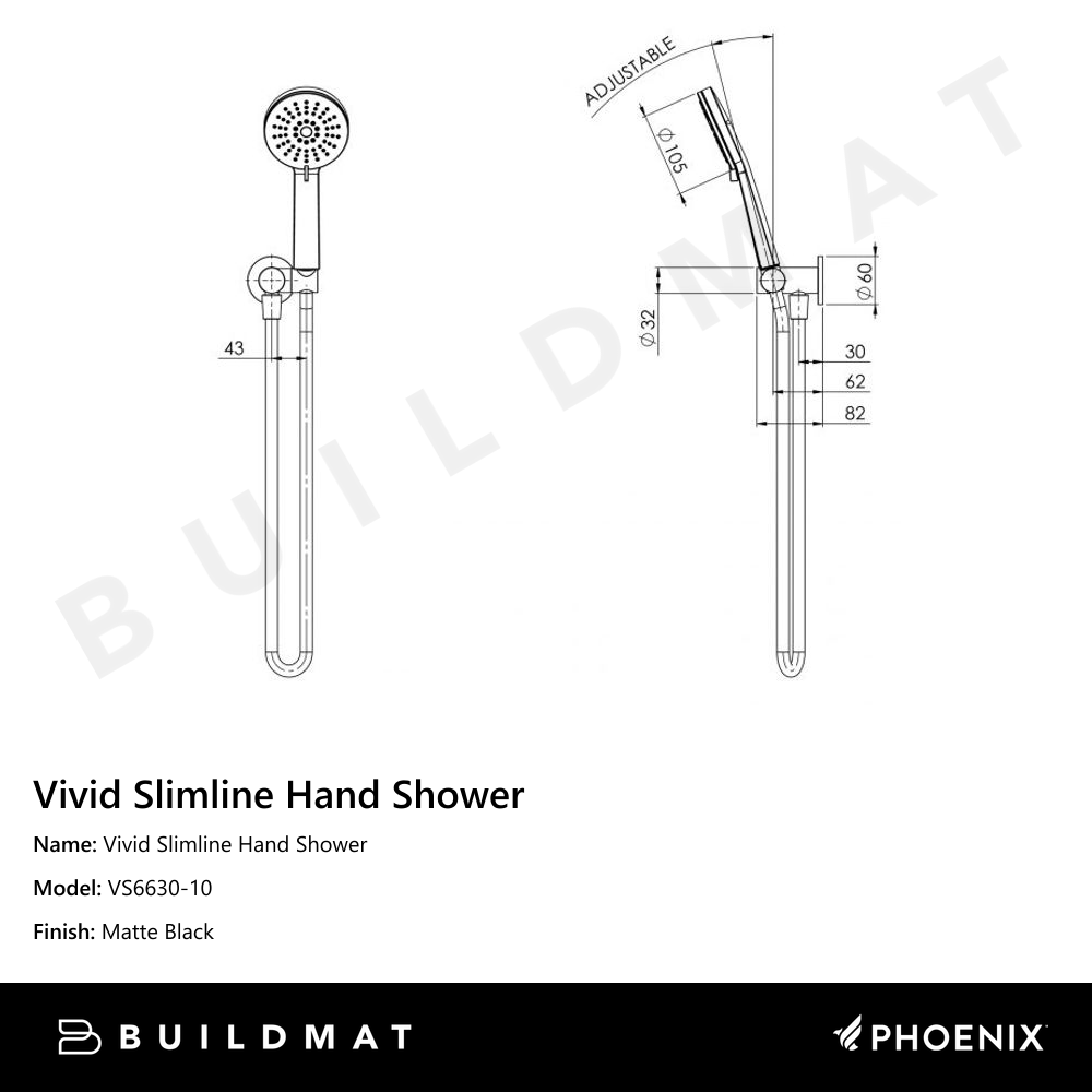 Vivid Slimline Hand Shower Matte Black