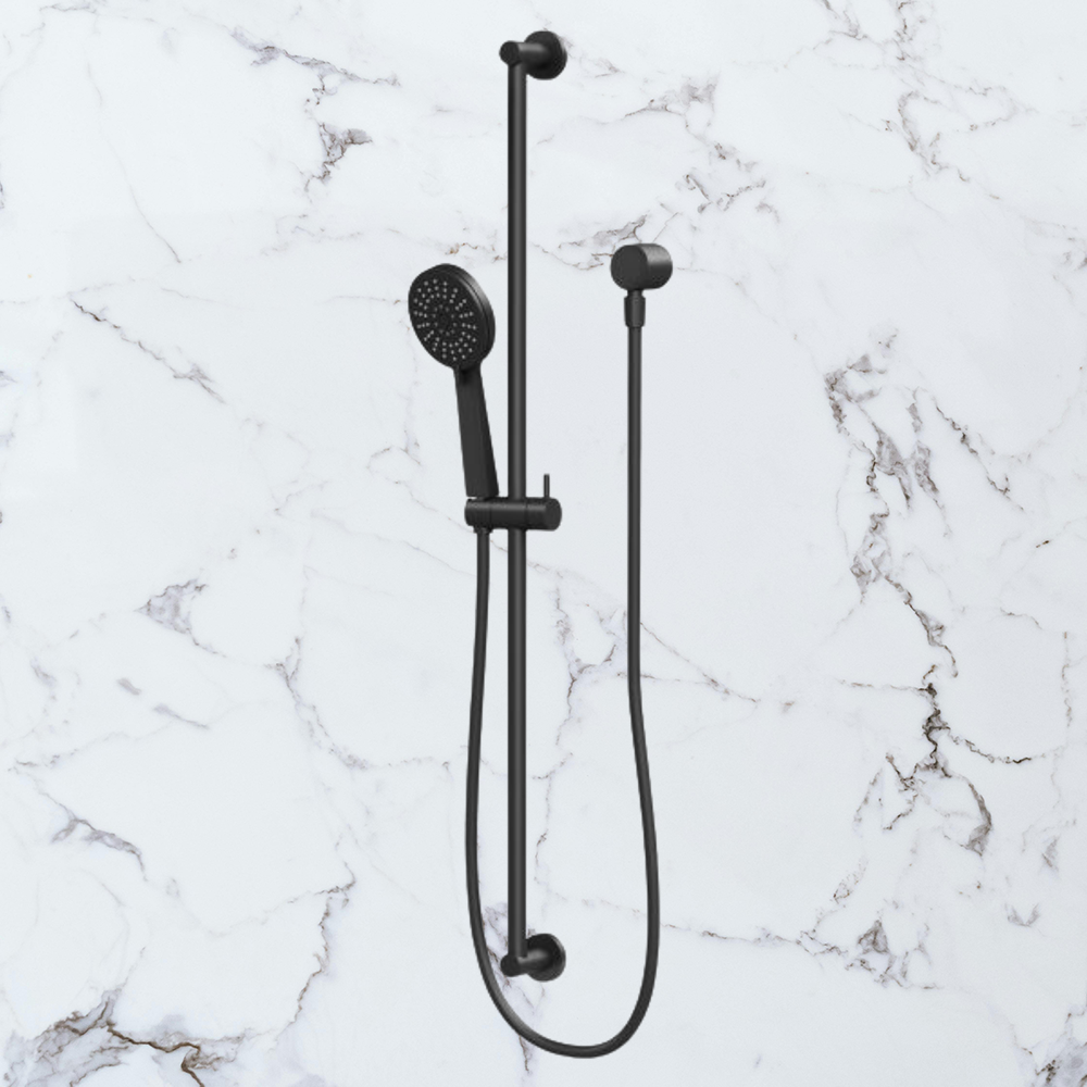 Vivid Slimline Extended Rail Shower Matte Black