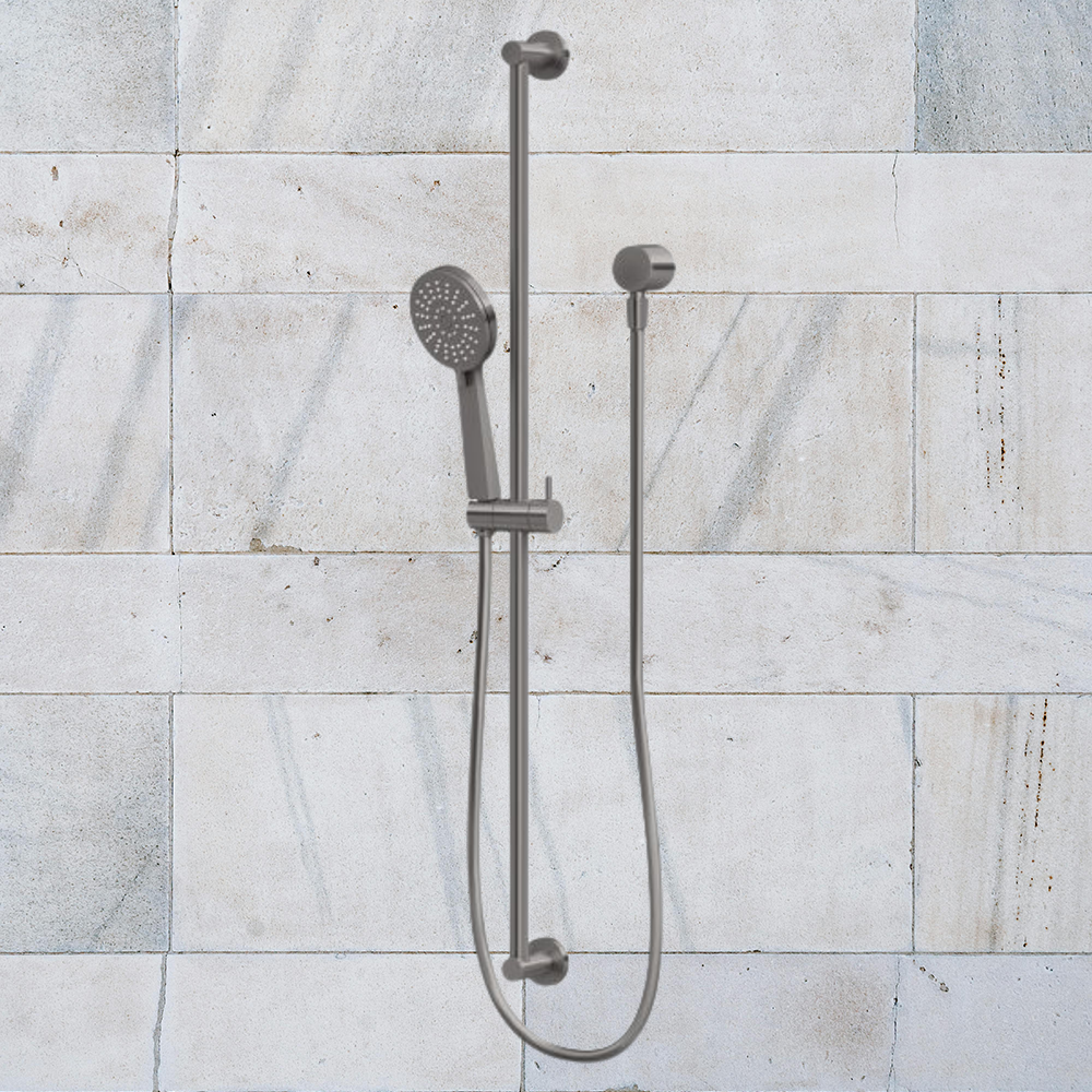 Vivid Slimline Extended Rail Shower Brushed Carbon