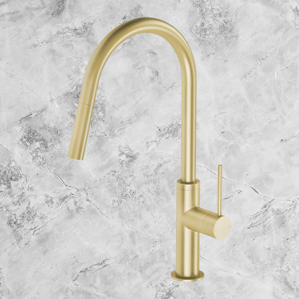 Vivid Slimline Brushed Gold Pull Out Sink Mixer