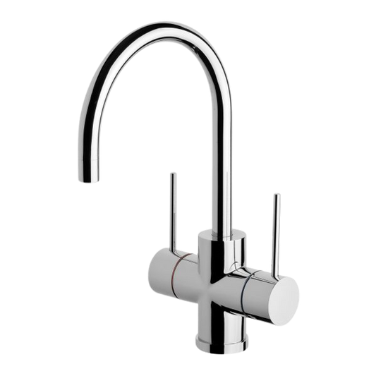 Vivid Slimline Twin Handle Sink Mixer 160mm Gooseneck Chrome