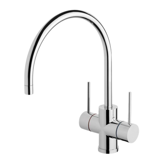 Vivid Slimline Twin Handle Sink Mixer 220mm Gooseneck Chrome