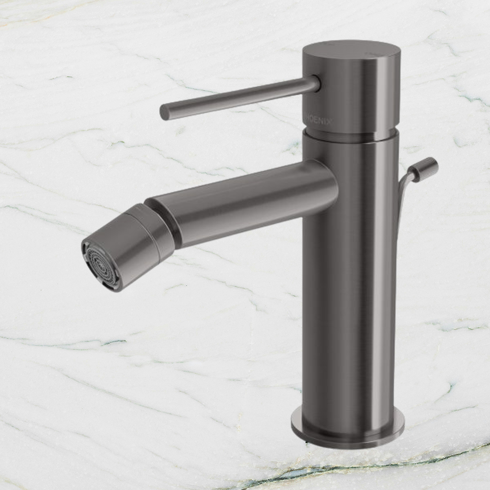 Vivid Slimline Bidet Mixer with Pop-Up Waste Brushed Carbon