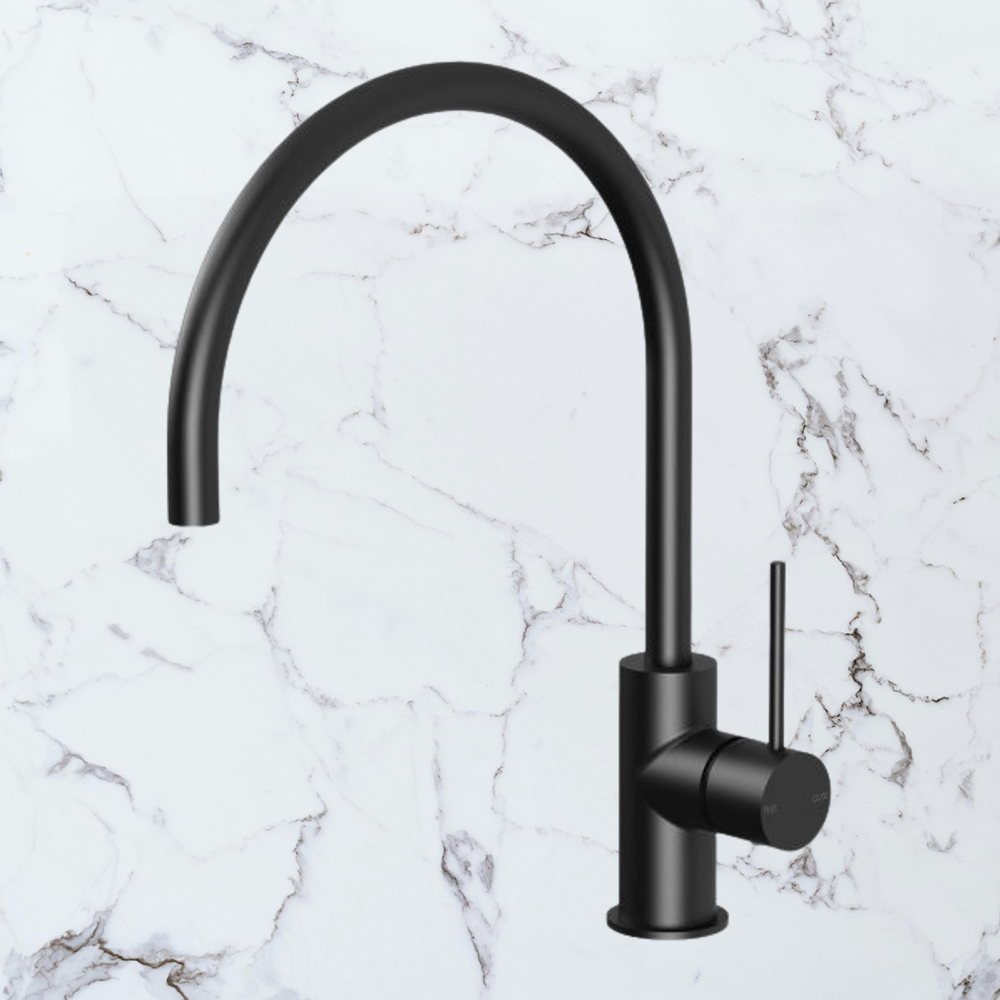 Vivid Slimline Sink Mixer 220mm Gooseneck Matte Black