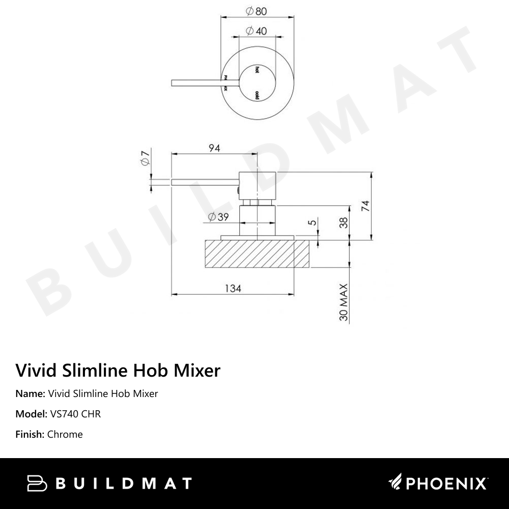 Vivid Slimline Hob Mixer       Chrome