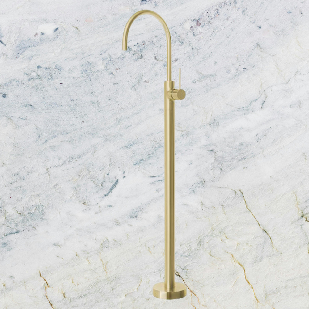 Vivid Slimline Floor Mounted Bath Mixer Brushed Gold