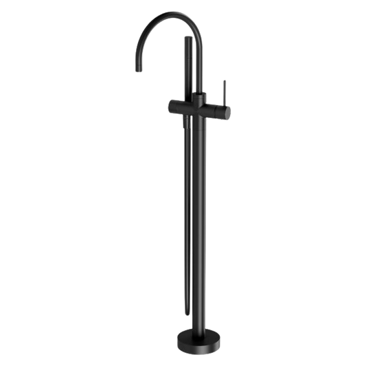 Vivid Slimline Floor Mounted Bath Mixer with Hand Shower Matte Black