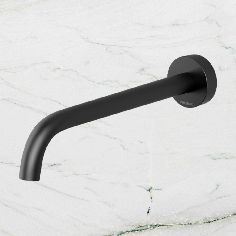 Vivid Slimline Basin Outlet 230mm Curved Matte Black