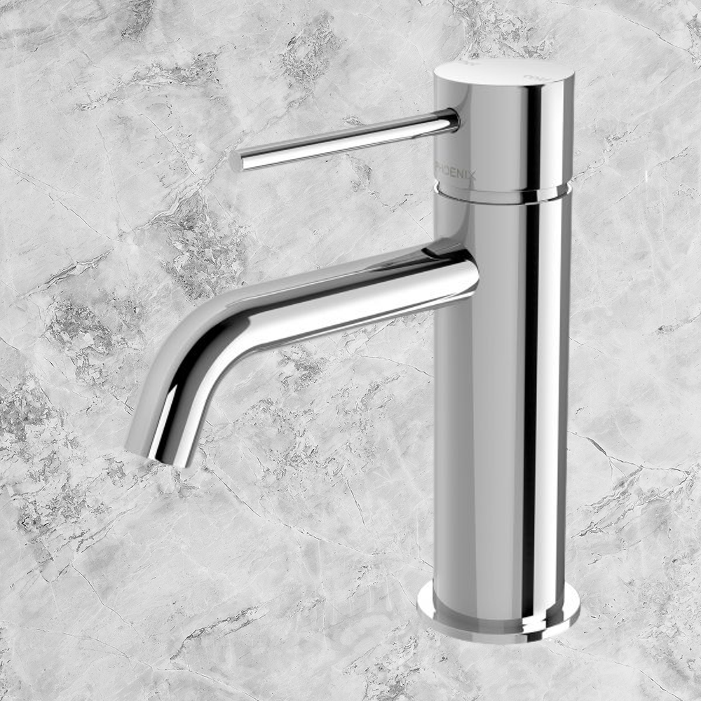 Vivid Slimline Basin Mixer Curved Outlet  Chrome